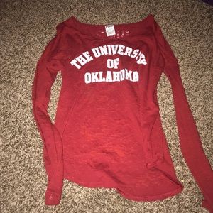 PINK OU long sleeve burnout top